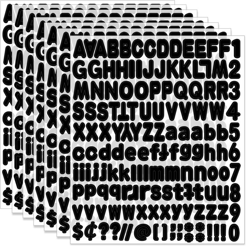 starboling Alphabet Stickers, 1''Inch 12 Sheets Black Letter Stickers, Self Adhesive Vinyl Mailbox Numbers, Self Adhesive Letters for Bulletin Boards, Classroom, Home Decor - Image 1